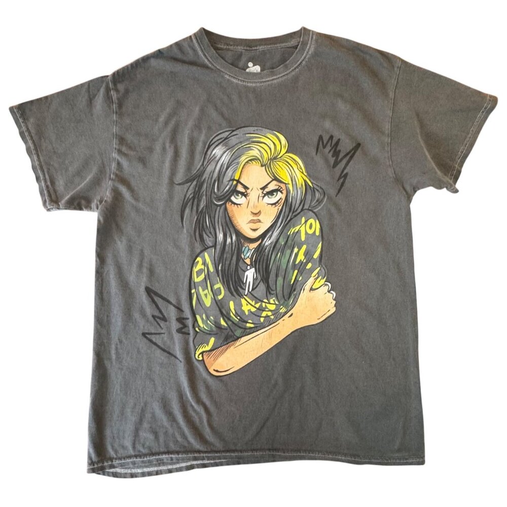 BILLIE EILISH Anime Tee Unisex M "When We All Fall Asleep Where Do We Go?” 2019